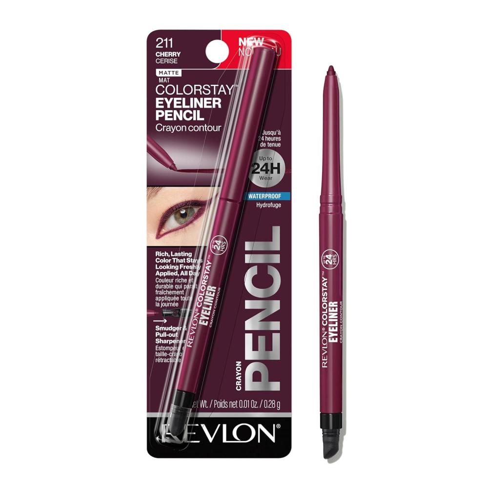 imageREVLON ColorStay Pencil Waterproof Eyeliner SmudgeProof Eye Makeup with BuiltIn Sharpener 212 Bronze 001 ozCherry