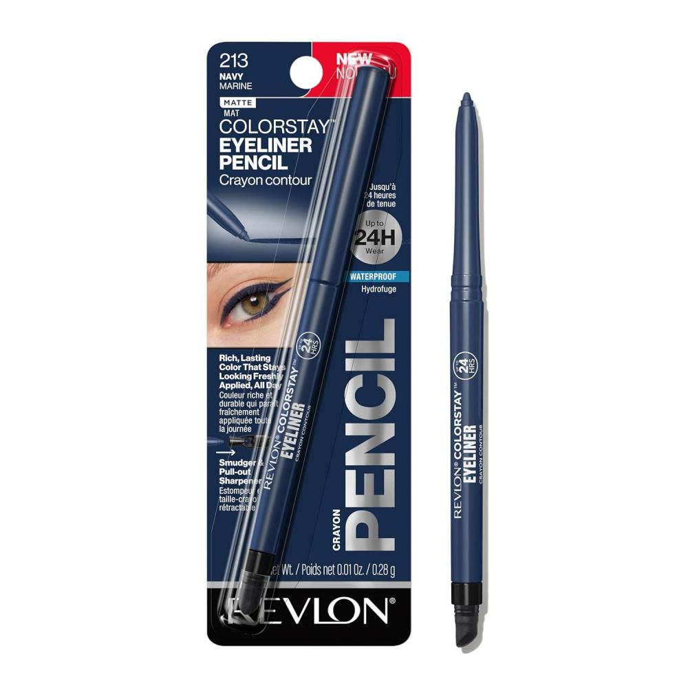 imageREVLON ColorStay Pencil Waterproof Eyeliner SmudgeProof Eye Makeup with BuiltIn Sharpener 212 Bronze 001 ozNavy
