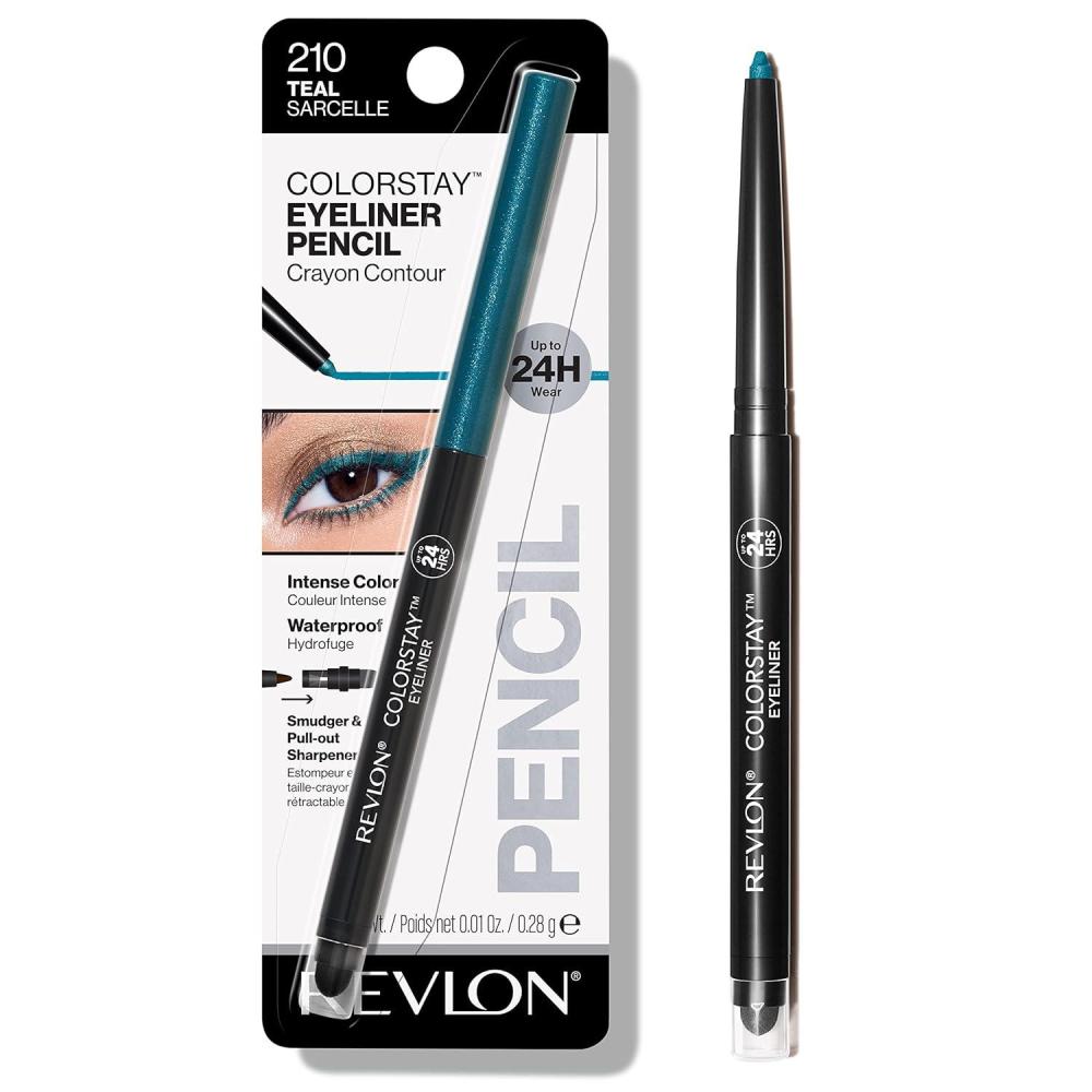 imageREVLON ColorStay Pencil Waterproof Eyeliner SmudgeProof Eye Makeup with BuiltIn Sharpener 212 Bronze 001 ozTEAL