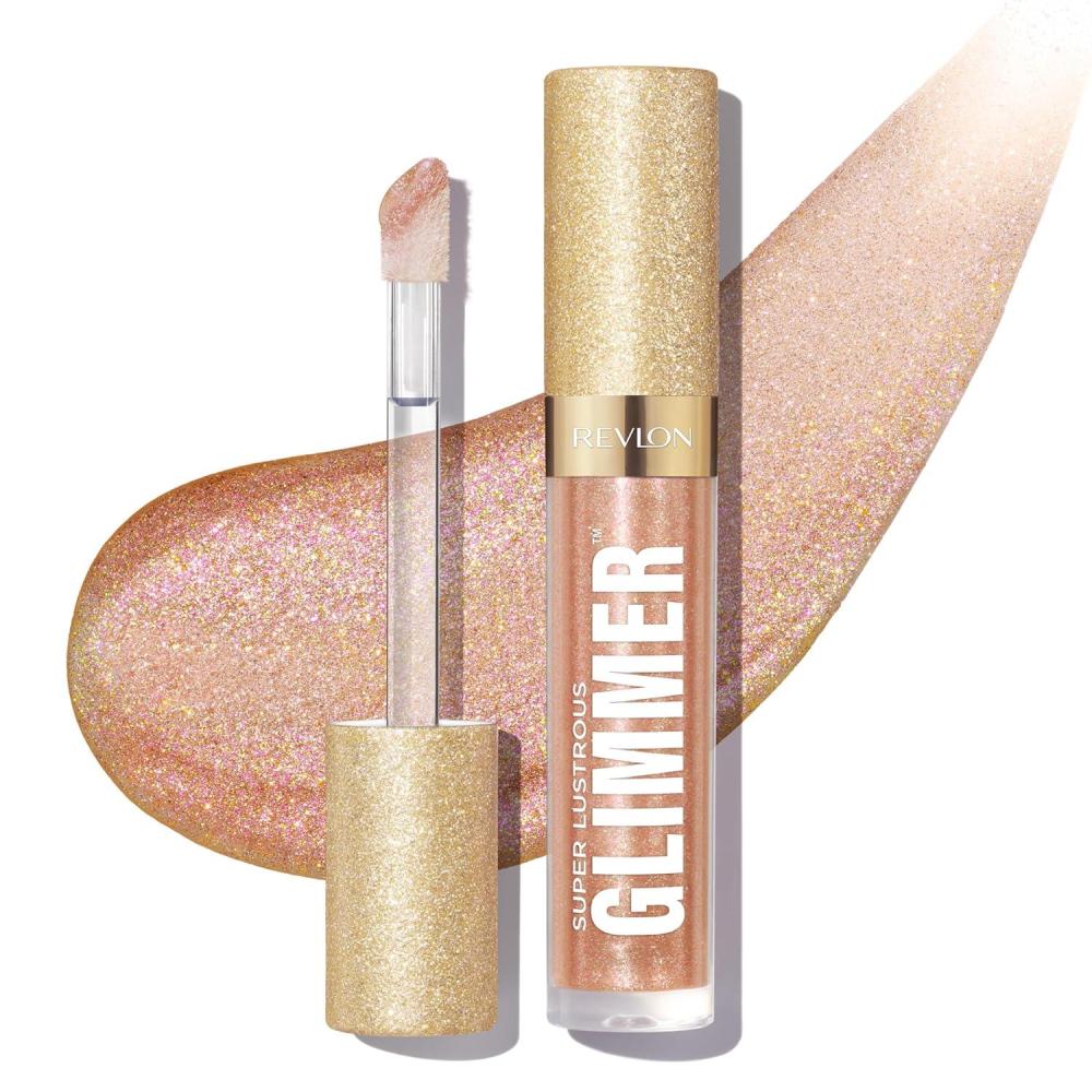 imageREVLON Super Lustrous Glimmer Gloss NonSticky Lip Gloss HighShine Finish PlantBased Glitter 006 Bronze Spark 013 fl oz004 Happy Hour