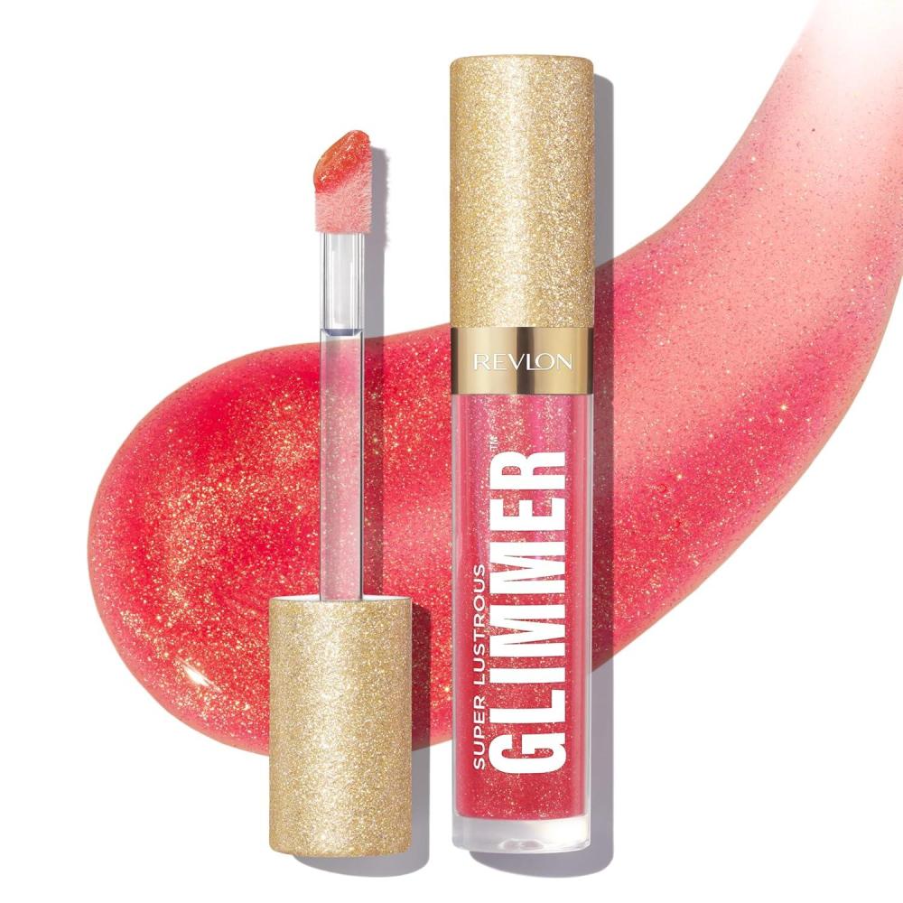 imageREVLON Super Lustrous Glimmer Gloss NonSticky Lip Gloss HighShine Finish PlantBased Glitter 006 Bronze Spark 013 fl oz007 Haute Honey