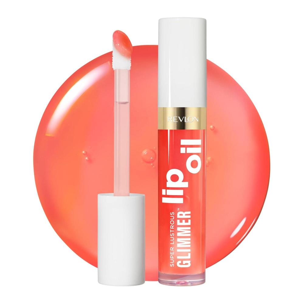 imageREVLON Super Lustrous Glimmer Lip Oil Moisturizing ampamp Tinted Shiny Finish Made with PlantBased Squalane 003 Glow Mama 013 fl oz002 Miss Coral