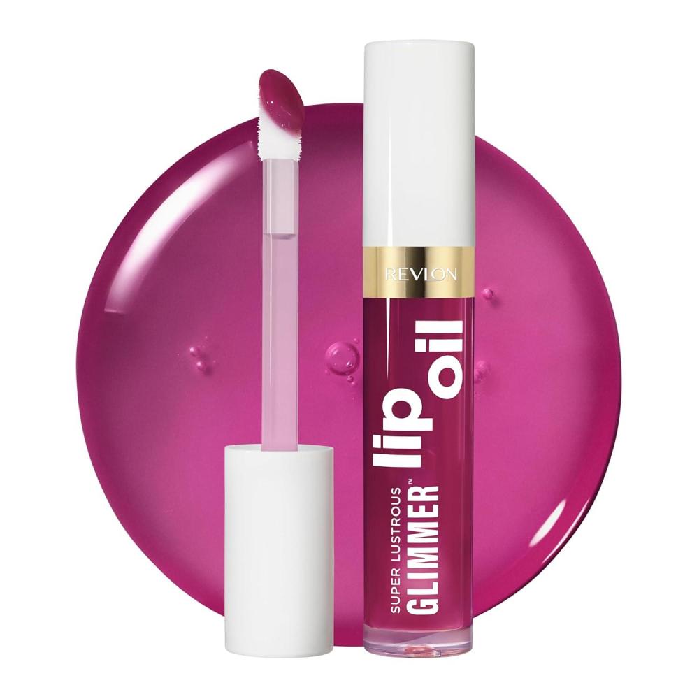 imageREVLON Super Lustrous Glimmer Lip Oil Moisturizing ampamp Tinted Shiny Finish Made with PlantBased Squalane 003 Glow Mama 013 fl oz006 Plum Pop
