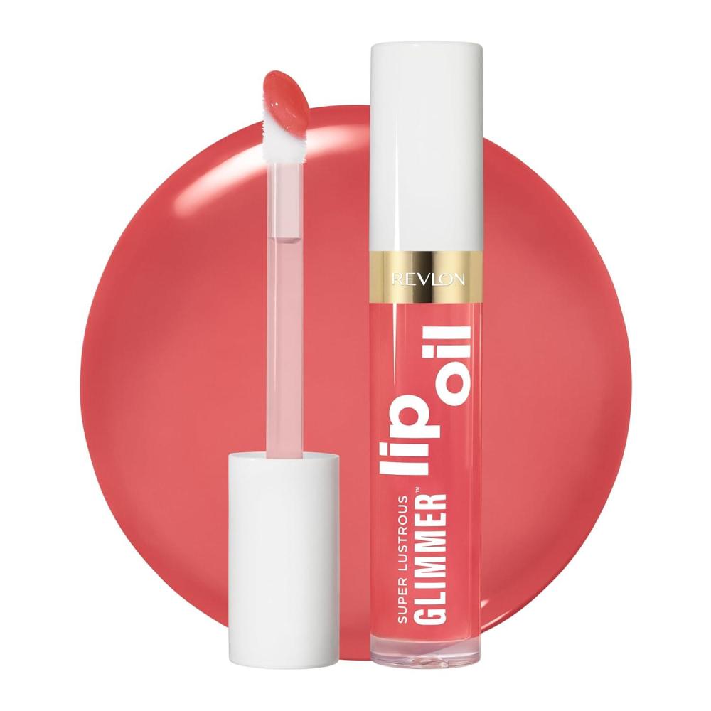 imageREVLON Super Lustrous Glimmer Lip Oil Moisturizing ampamp Tinted Shiny Finish Made with PlantBased Squalane 003 Glow Mama 013 fl oz007 Posh Peach