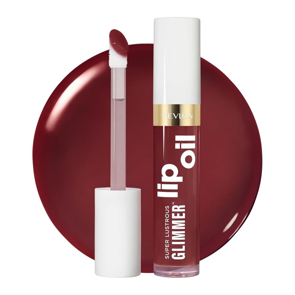 imageREVLON Super Lustrous Glimmer Lip Oil Moisturizing ampamp Tinted Shiny Finish Made with PlantBased Squalane 003 Glow Mama 013 fl oz010 Wined Down