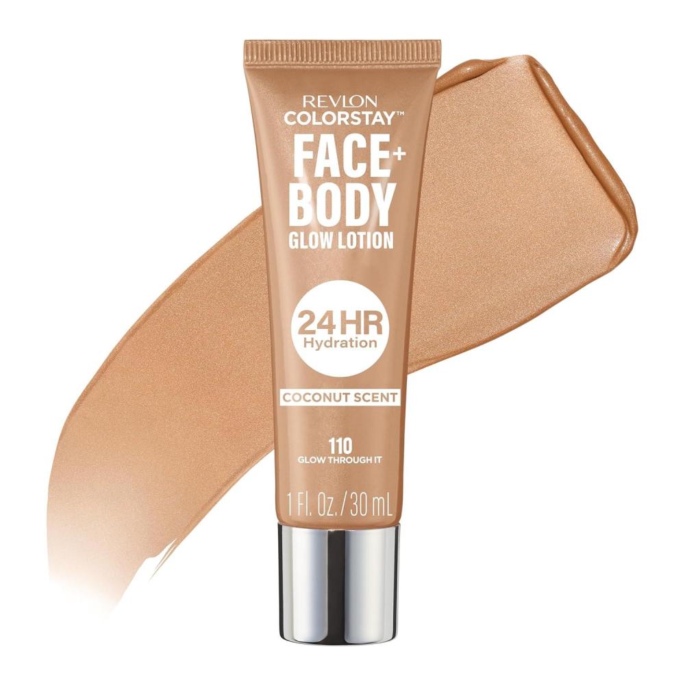imageRevlon ColorStay Face ampamp Body Glow Lotion Hydrating Glow Moisturizer 24HR Hydration Illuminating Luminizing Shimmer 120 Its Giving Sun110 Glow Through It