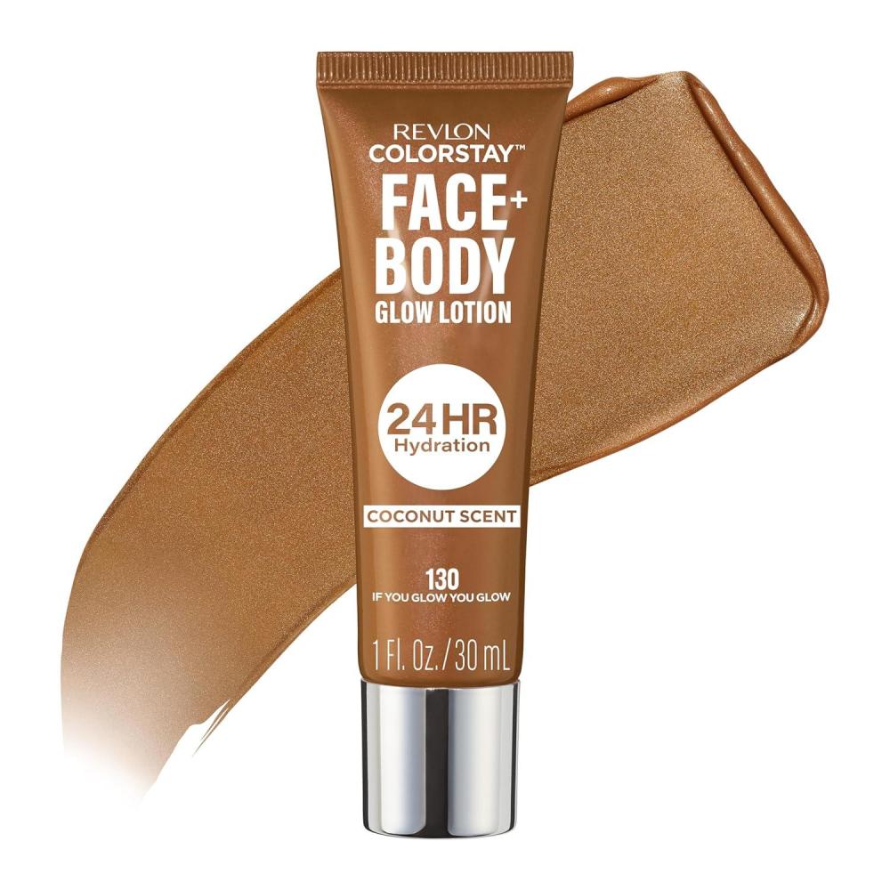 imageRevlon ColorStay Face ampamp Body Glow Lotion Hydrating Glow Moisturizer 24HR Hydration Illuminating Luminizing Shimmer 120 Its Giving Sun130 If You Glow You Glow
