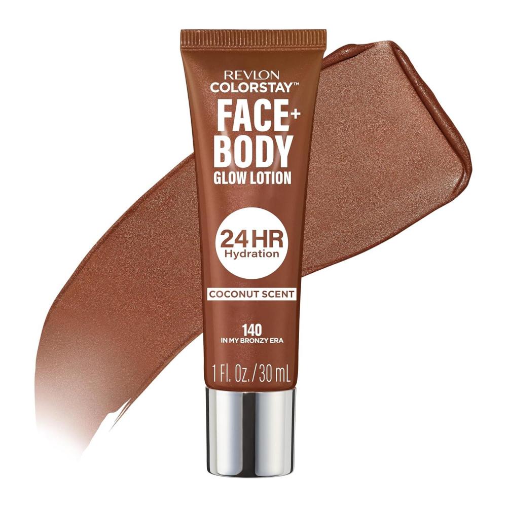 imageRevlon ColorStay Face ampamp Body Glow Lotion Hydrating Glow Moisturizer 24HR Hydration Illuminating Luminizing Shimmer 120 Its Giving Sun140 In My Bronze Era