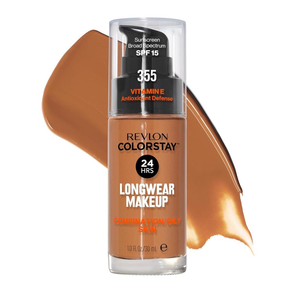 imageRevlon Liquid Foundation ColorStay Face Makeup for Combination ampamp Oily Skin SPF 15 MediumFull Coverage with Matte Finish Light Honey 260 10 oz355 Almond