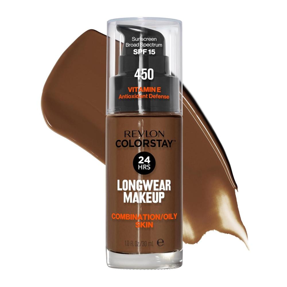 imageRevlon Liquid Foundation ColorStay Face Makeup for Combination ampamp Oily Skin SPF 15 MediumFull Coverage with Matte Finish Light Honey 260 10 oz450 Mocha