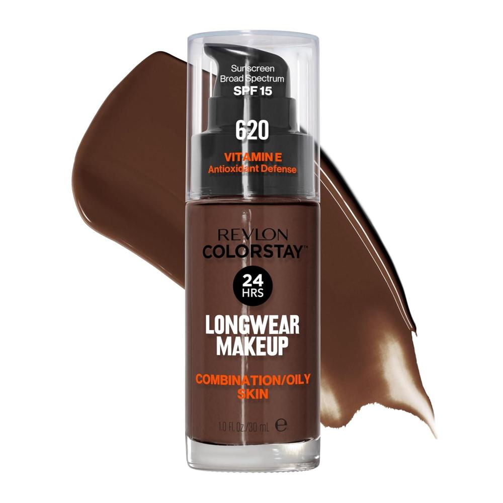 imageRevlon Liquid Foundation ColorStay Face Makeup for Combination ampamp Oily Skin SPF 15 MediumFull Coverage with Matte Finish Light Honey 260 10 oz620 Java