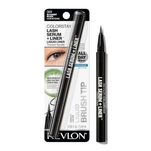 REVLON ColorStay Lash Serum + Liner, Waterproof Eyeliner, Healthier Looking Eyelashes, Smudge-Resistant Flexible Brush Tip, 001 Blackest Black