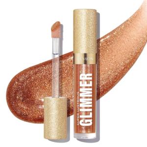 REVLON Super Lustrous Glimmer Gloss, Non-Sticky Lip Gloss, High-Shine Finish, Plant-Based Glitter, 006 Bronze Spark, 0.13 fl oz(006 Bronze Spark)