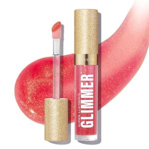 REVLON Super Lustrous Glimmer Gloss, Non-Sticky Lip Gloss, High-Shine Finish, Plant-Based Glitter, 006 Bronze Spark, 0.13 fl oz(007 Haute Honey)