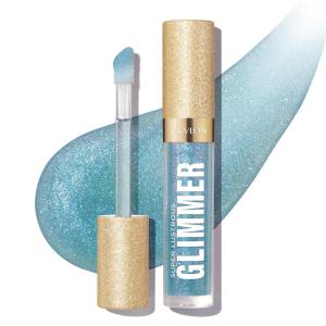 REVLON Super Lustrous Glimmer Gloss, Non-Sticky Lip Gloss, High-Shine Finish, Plant-Based Glitter, 006 Bronze Spark, 0.13 fl oz(010 Indigo Ice)