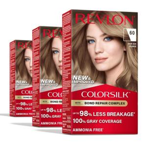 Revlon ColorSilk with Bond Repair Complex, Blonde Permanent Hair Color, 100% Gray Coverage, Ammonia Free Hair Dye, Vegan Keratin, 04 Ultra Light Natural Blonde (Pack of 3)(60 Dark Ash Blonde)