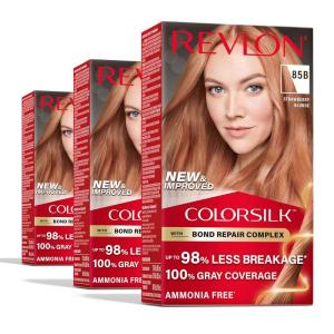 Revlon ColorSilk with Bond Repair Complex, Blonde Permanent Hair Color, 100% Gray Coverage, Ammonia Free Hair Dye, Vegan Keratin, 04 Ultra Light Natural Blonde (Pack of 3)(85B Strawberry Blonde)