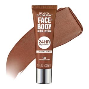 Revlon ColorStay Face & Body Glow Lotion, Hydrating Glow Moisturizer, 24HR Hydration, Illuminating Luminizing Shimmer, 120 It’s Giving Sun(140 In My Bronze Era)
