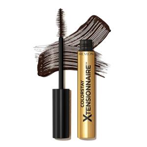 Revlon ColorStay Xtensionnaire Lengthening Lash Serum and Mascara In One, Tapered Brush for 2X Longer Looking Eyelashes, Infused with Pro Vitamin B5, Smudge-Proof, 201 Blackest Black(Black Brown)