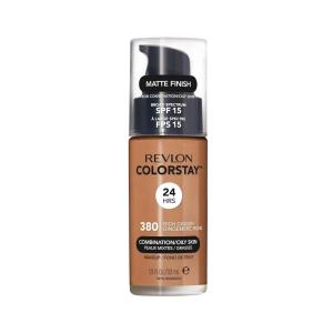 Revlon Liquid Foundation, ColorStay Face Makeup for Combination & Oily Skin, SPF 15, Medium-Full Coverage with Matte Finish, Light Honey (260), 1.0 oz(380 Rich Ginger)