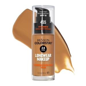 Revlon Liquid Foundation, ColorStay Face Makeup for Combination & Oily Skin, SPF 15, Medium-Full Coverage with Matte Finish, Light Honey (260), 1.0 oz(455 Honey Beige)