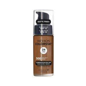 Revlon Liquid Foundation, ColorStay Face Makeup for Combination & Oily Skin, SPF 15, Medium-Full Coverage with Matte Finish, Light Honey (260), 1.0 oz(500 Walnut)