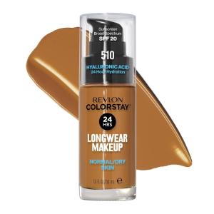 Revlon Liquid Foundation, ColorStay Face Makeup for Normal & Dry Skin, SPF 20, Longwear Medium-Full Coverage with Natural Finish, 110 Ivory, 1 fl oz(510 Pecan)