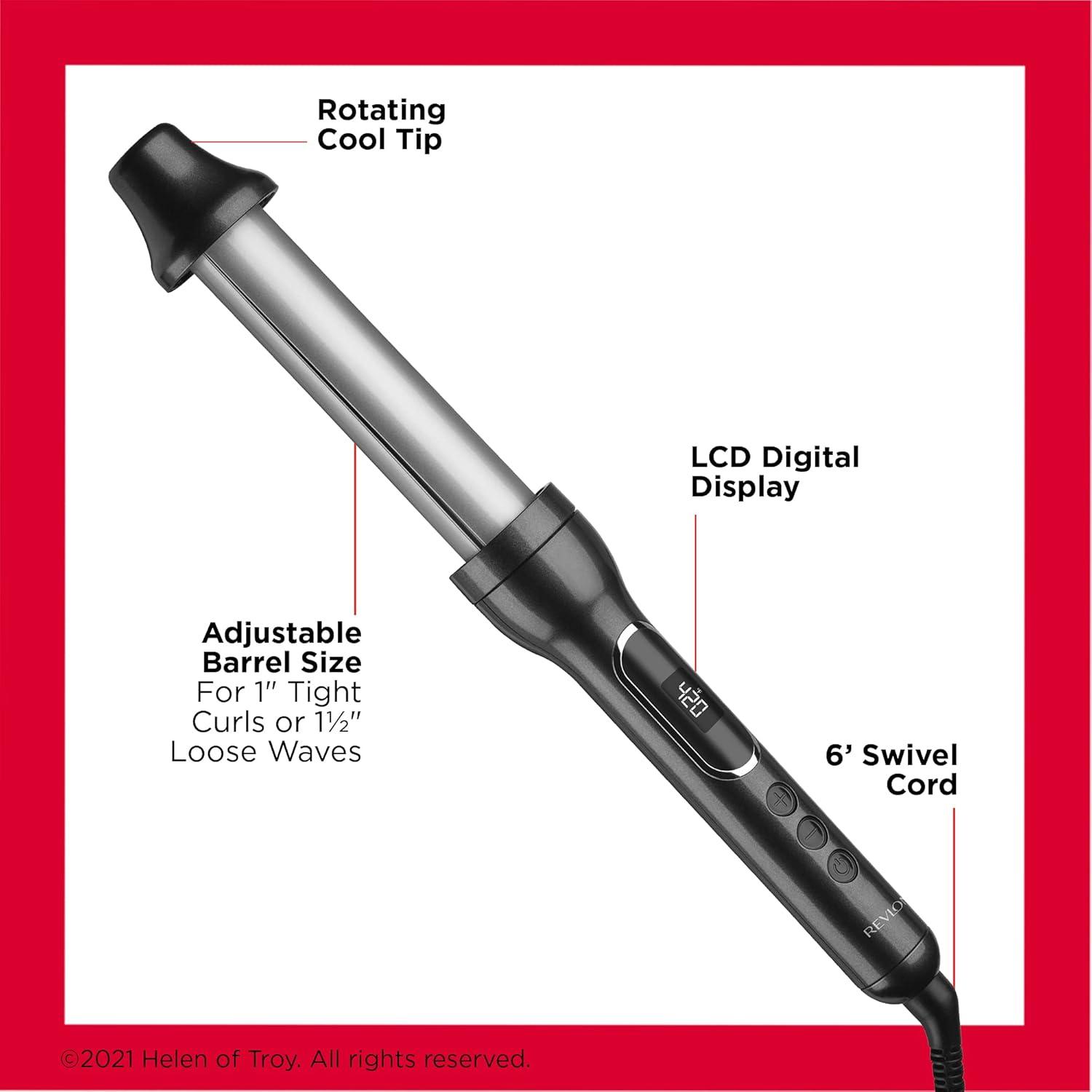 imageREVLON Adjustable Barrel 2 in 1 Curling Wand 1 and 112 inch1 and 1 inch Pack of 2