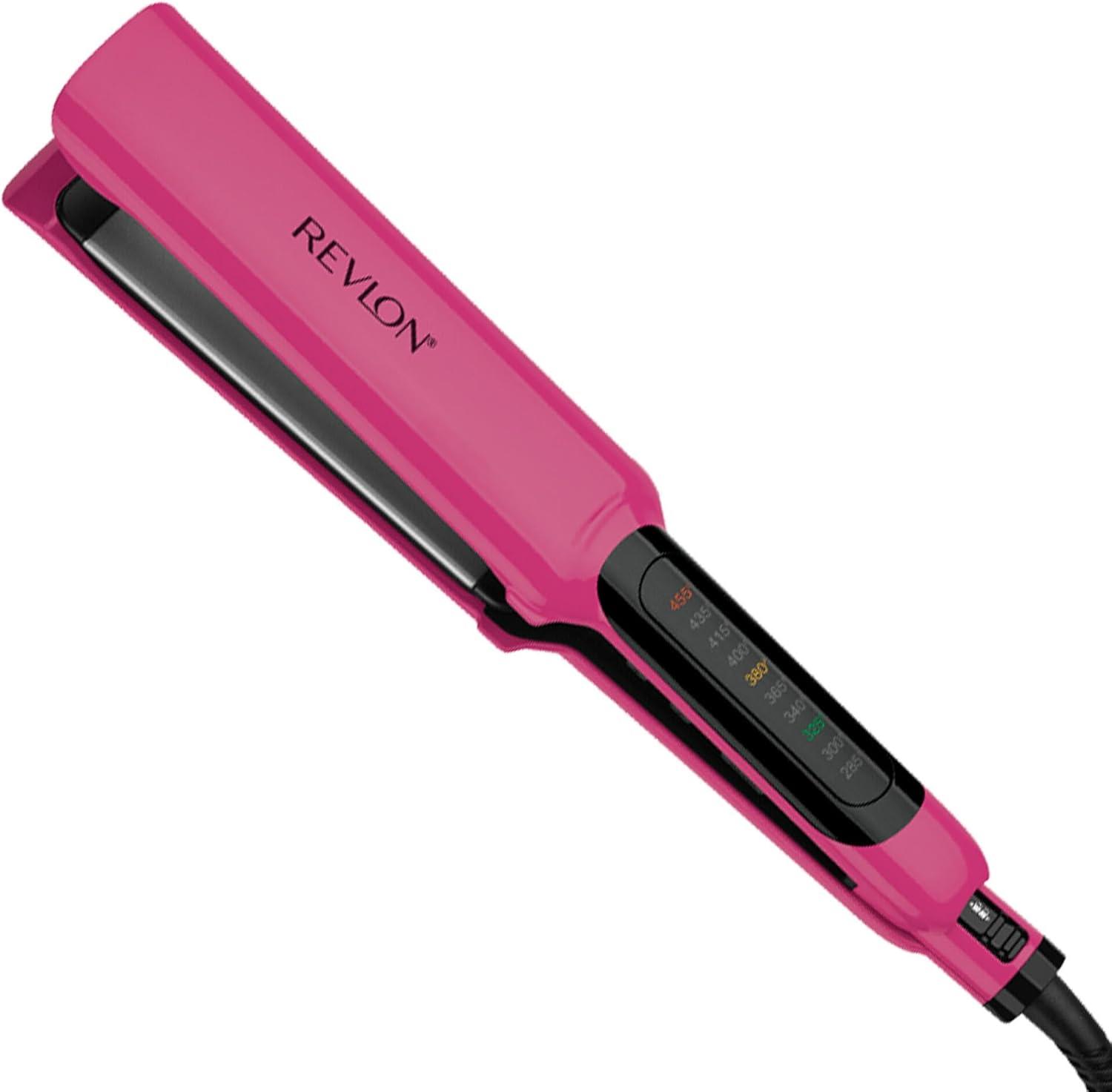 imageREVLON Ceramic Coated 1 Inch Flat Iron Hair Straightener Helps Fight Frizz ampamp Enhances Shine for Sleek Styles or Loose Waves Travel Ready Flat IronPink