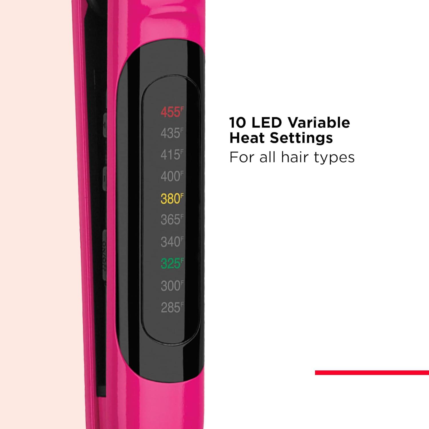 imageREVLON Ceramic Coated 1 Inch Flat Iron Hair Straightener Helps Fight Frizz ampamp Enhances Shine for Sleek Styles or Loose Waves Travel Ready Flat IronPink