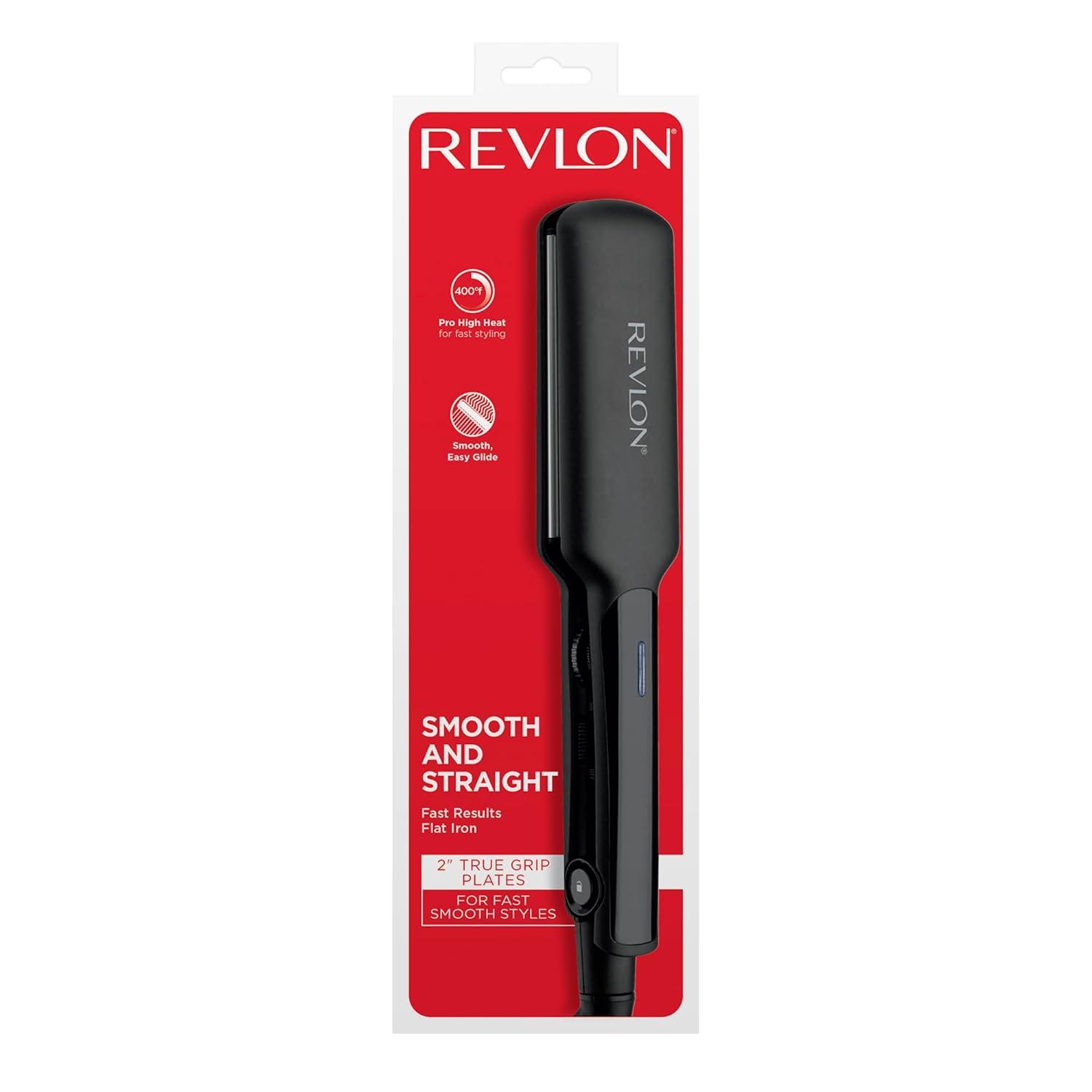 imageREVLON Ceramic Coated 2quot Flat Iron Fast Heating Hair Straightener for Quick and Smooth Results Plus Travel Friendly Black2 inches