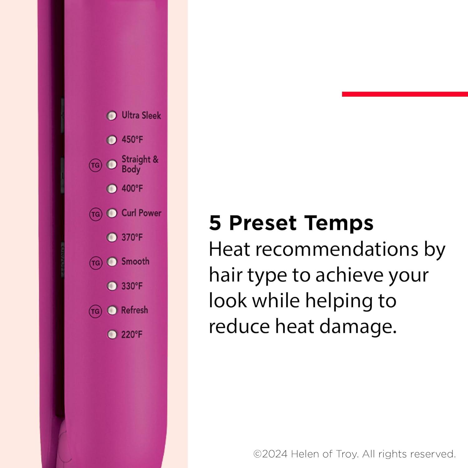 imageREVLON Ceramic Tourmaline 1quot Flat Iron Hair Straightener Evenly Distributes Heat for Less Damage 5 Preset Temperatures for All Hair Types