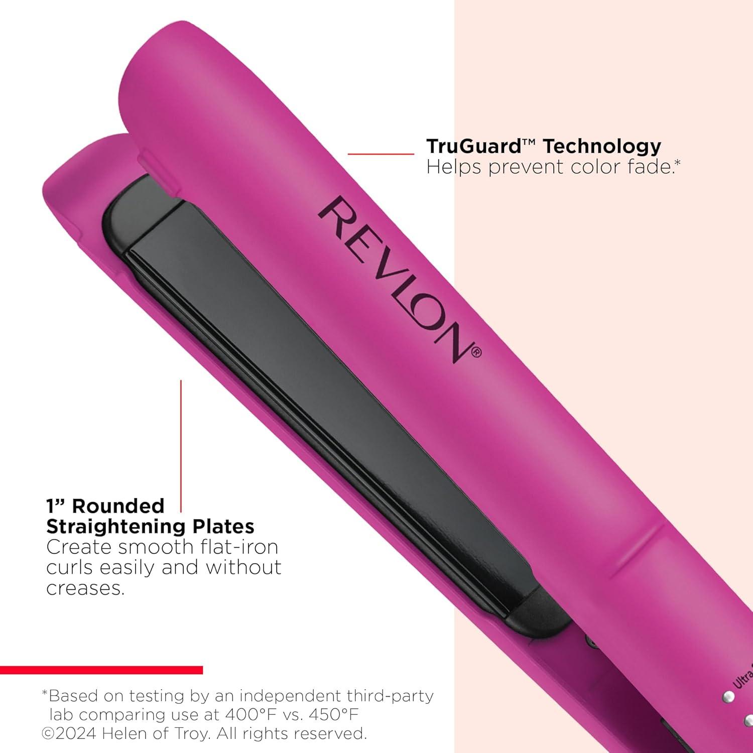 imageREVLON Ceramic Tourmaline 1quot Flat Iron Hair Straightener Evenly Distributes Heat for Less Damage 5 Preset Temperatures for All Hair Types