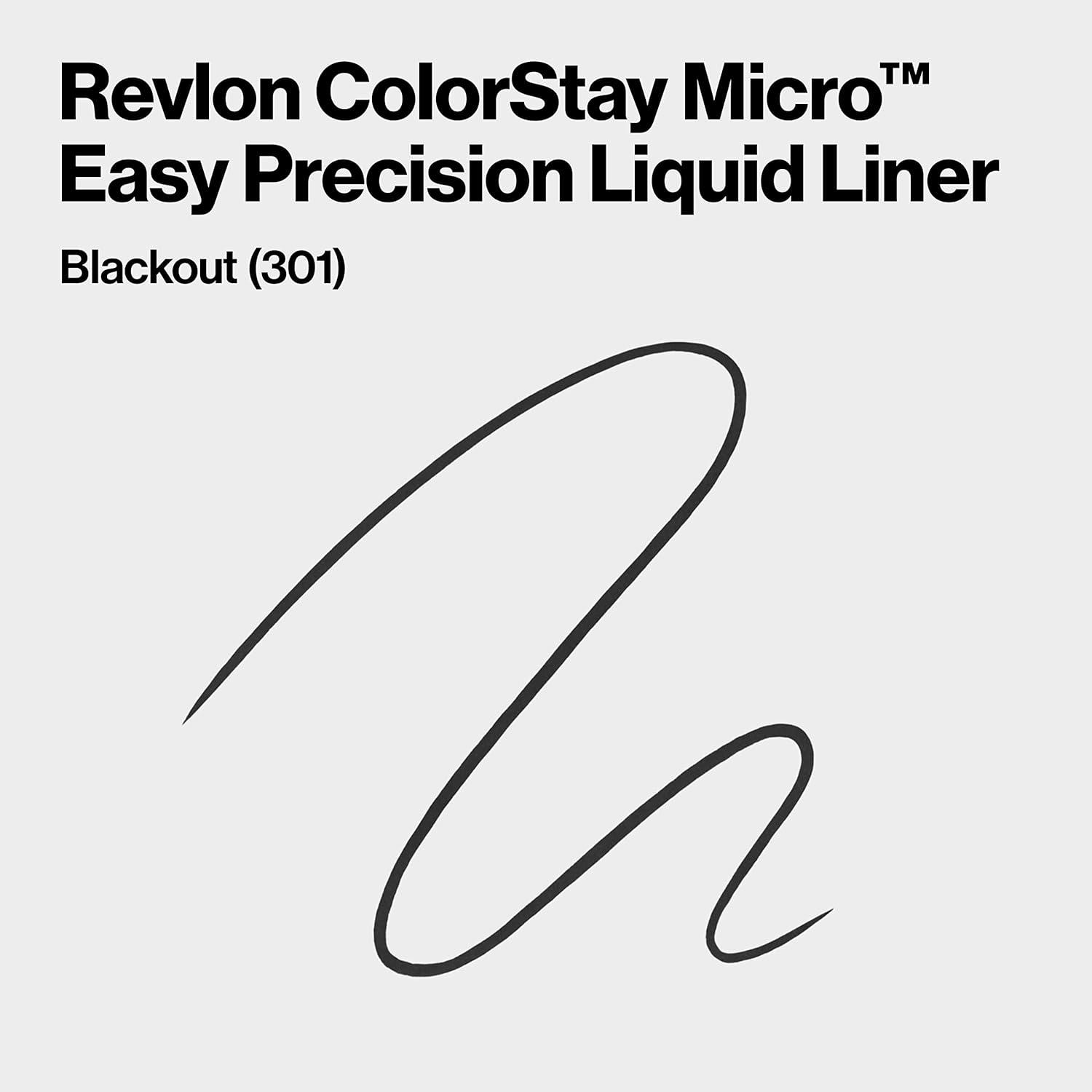 imageREVLON ColorStay Micro Easy Precision Liquid Eyeliner Waterproof Smudgeproof Longwearing with Felt Tip Applicator 301 Blackout 0057 fl oz301 Blackout Pack of 2