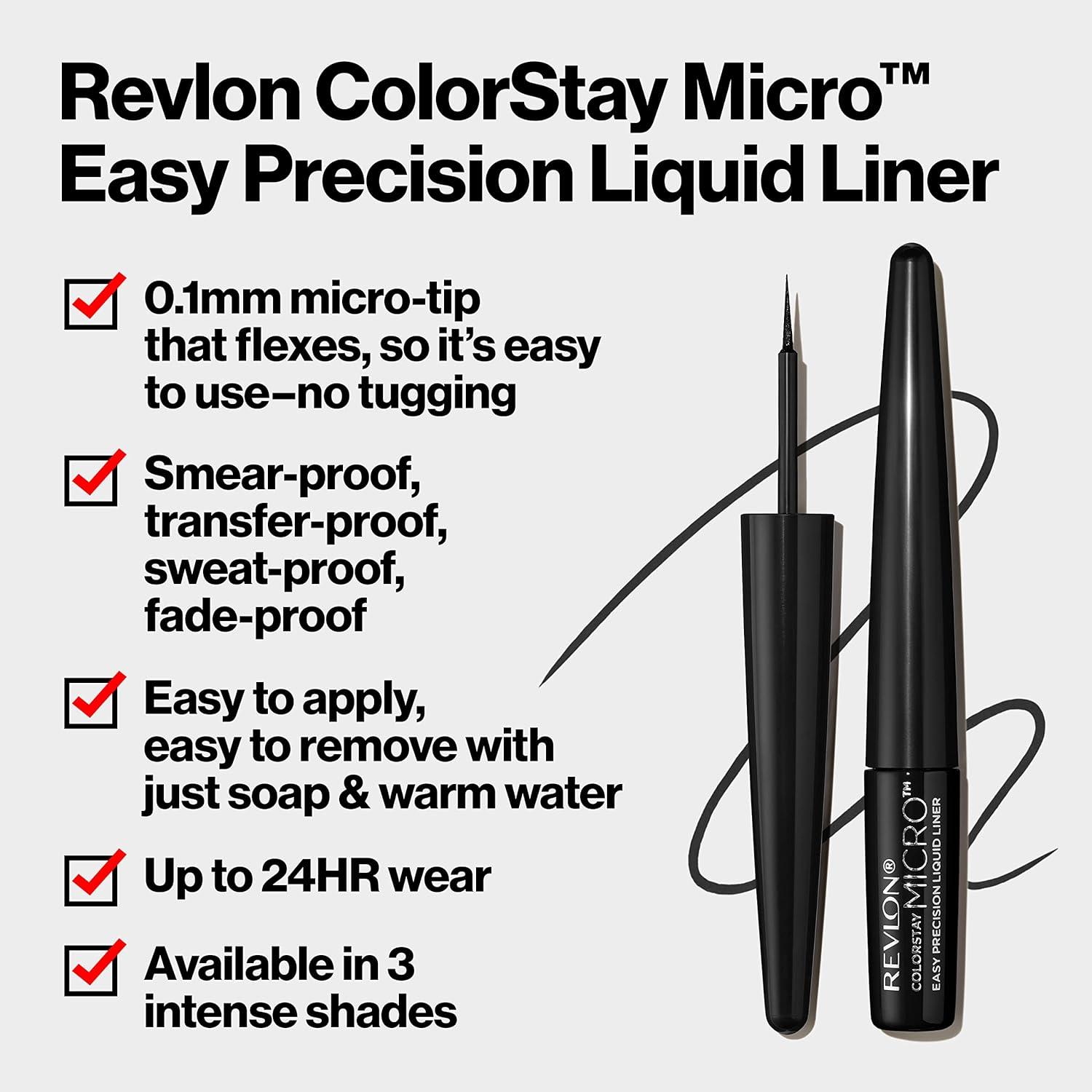 imageREVLON ColorStay Micro Easy Precision Liquid Eyeliner Waterproof Smudgeproof Longwearing with Felt Tip Applicator 301 Blackout 0057 fl oz302 What the Fudge Pack of 1