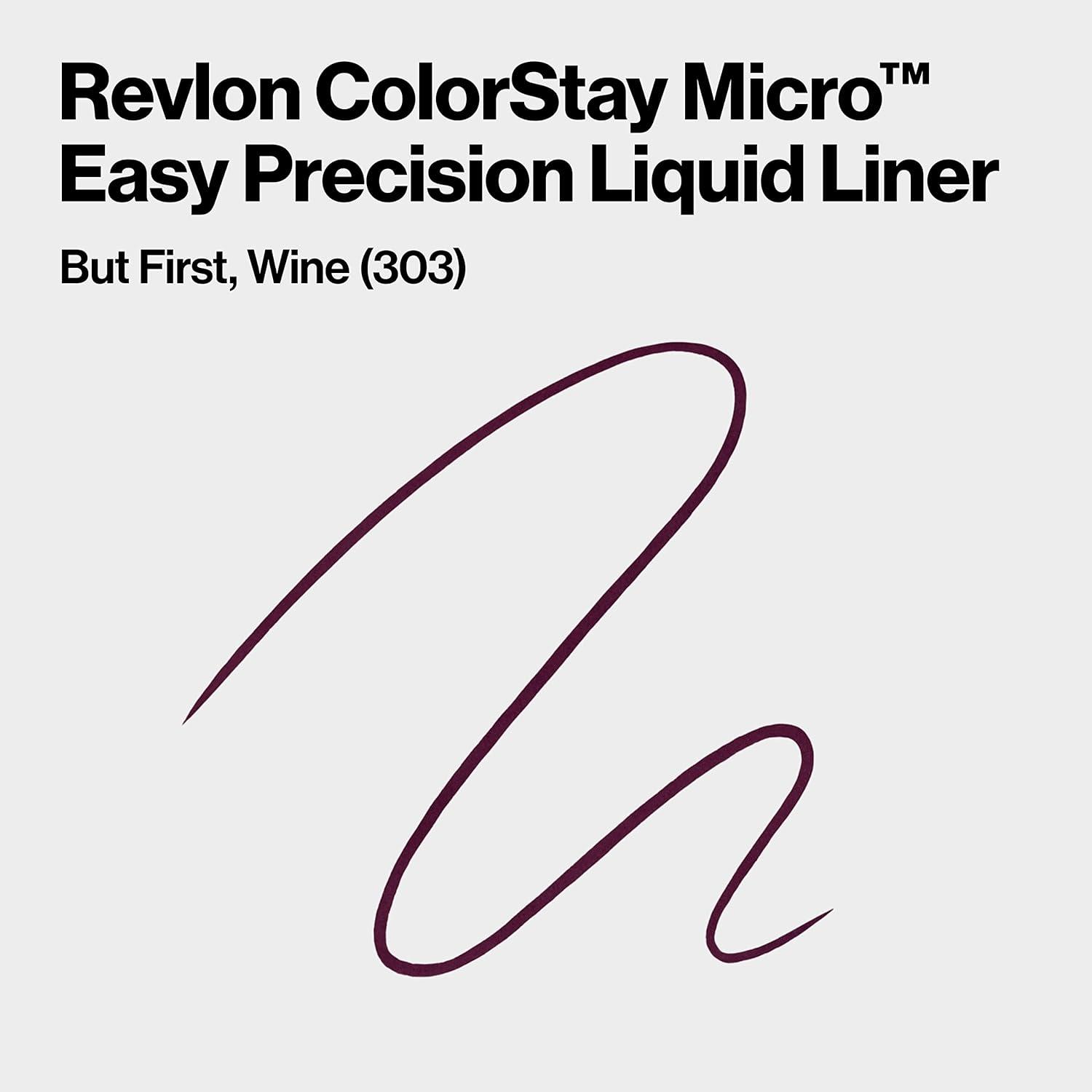 imageREVLON ColorStay Micro Easy Precision Liquid Eyeliner Waterproof Smudgeproof Longwearing with Felt Tip Applicator 301 Blackout 0057 fl oz303 But First Wine Pack of 1