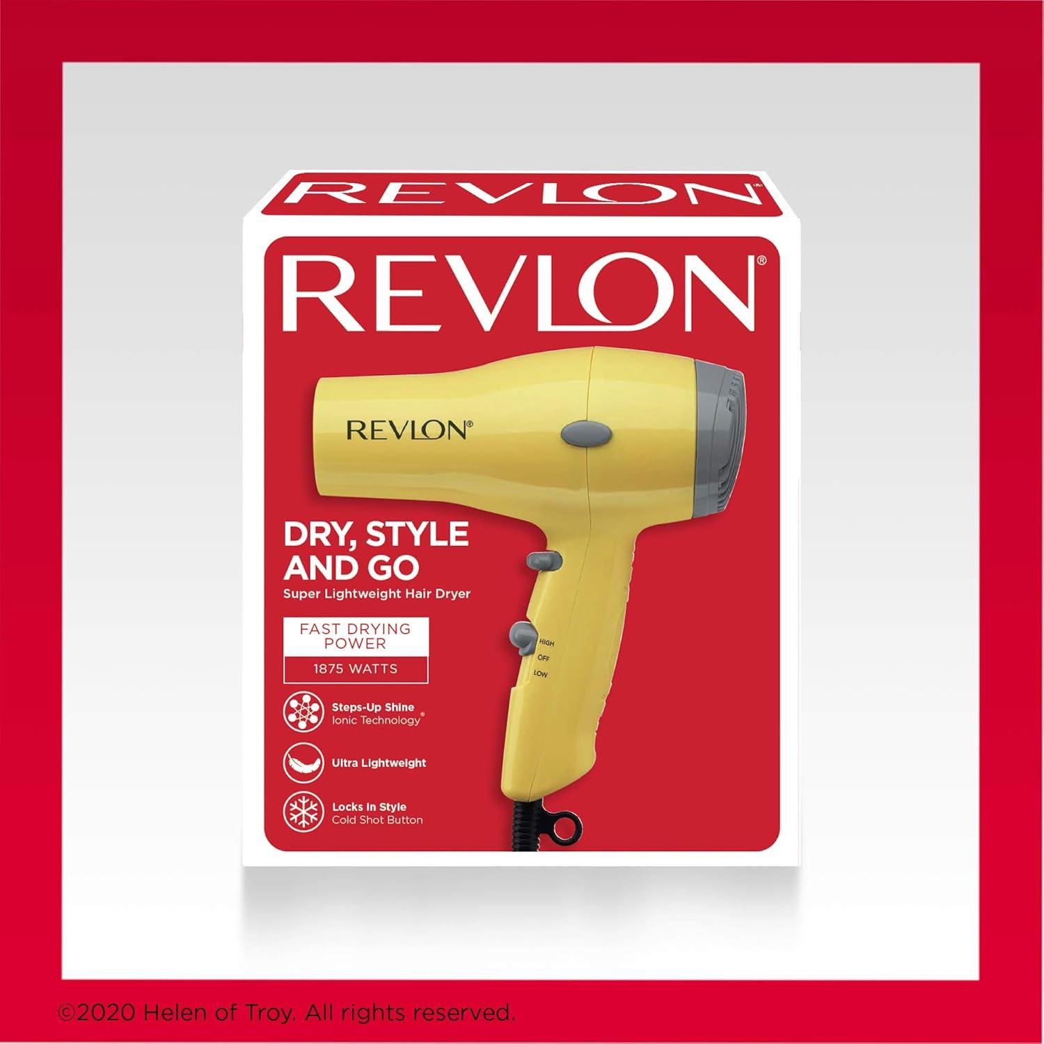 imageREVLON Compact Hair Dryer 1875W Lightweight Design Perfect for Travel YellowYellow