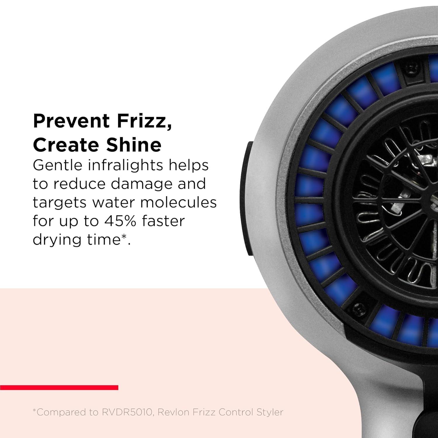 imageREVLON Dry Max Hair Dryer with Diffuser for Natural Curls Prevents Frizz Speeds Drying Time and Reduces Damage Plus Concentrator for Precise Styling 1875 Watts Silver