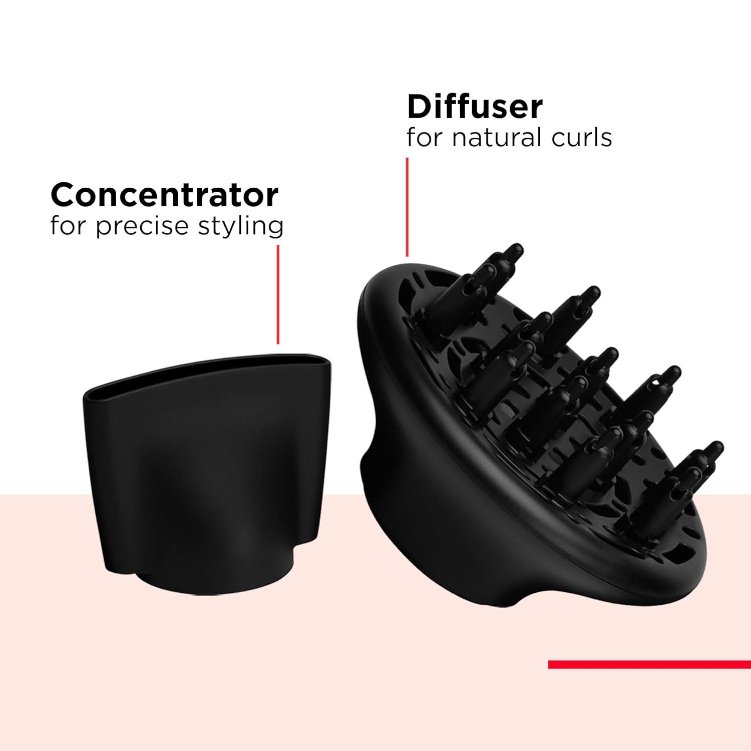 imageREVLON Dry Max Hair Dryer with Diffuser for Natural Curls Prevents Frizz Speeds Drying Time and Reduces Damage Plus Concentrator for Precise Styling 1875 Watts Silver