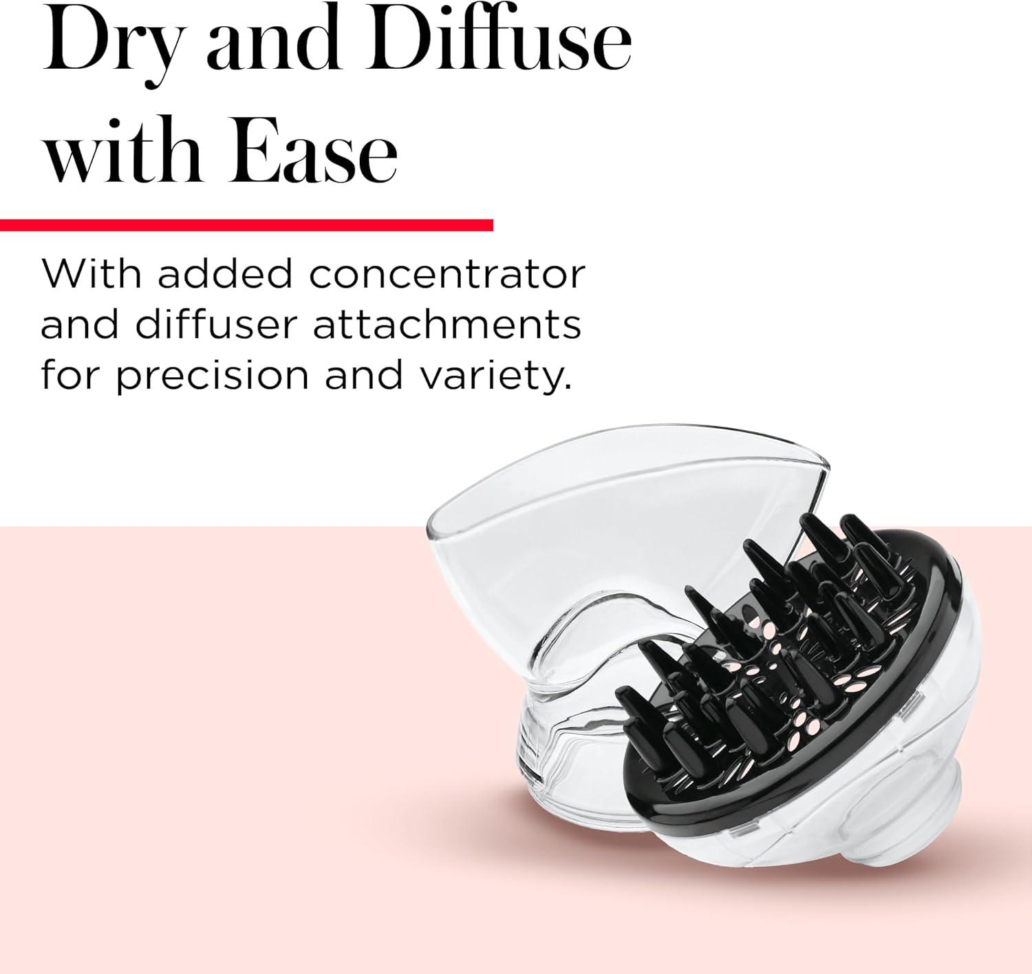 imageREVLON Infrared Hair Dryer with Diffuser Ionic Blow Dryer Diffuser and Concentrator Infrared Heat Technology to Prevent OverDrying for Shiny Soft Hair with Natural Moisture White