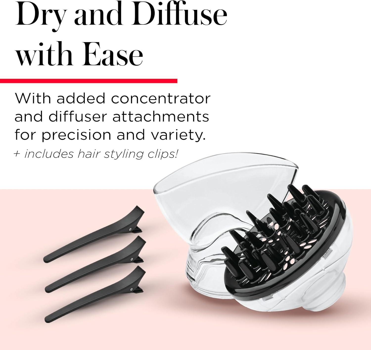 imageREVLON Infrared Hair Dryer with Diffuser ampamp Concentrator Ionic Ceramic Blow Dryer for Frizz Control Shine Soft Hair ampamp Moisture Protection 1875W Professional SalonQuality WhiteWhite