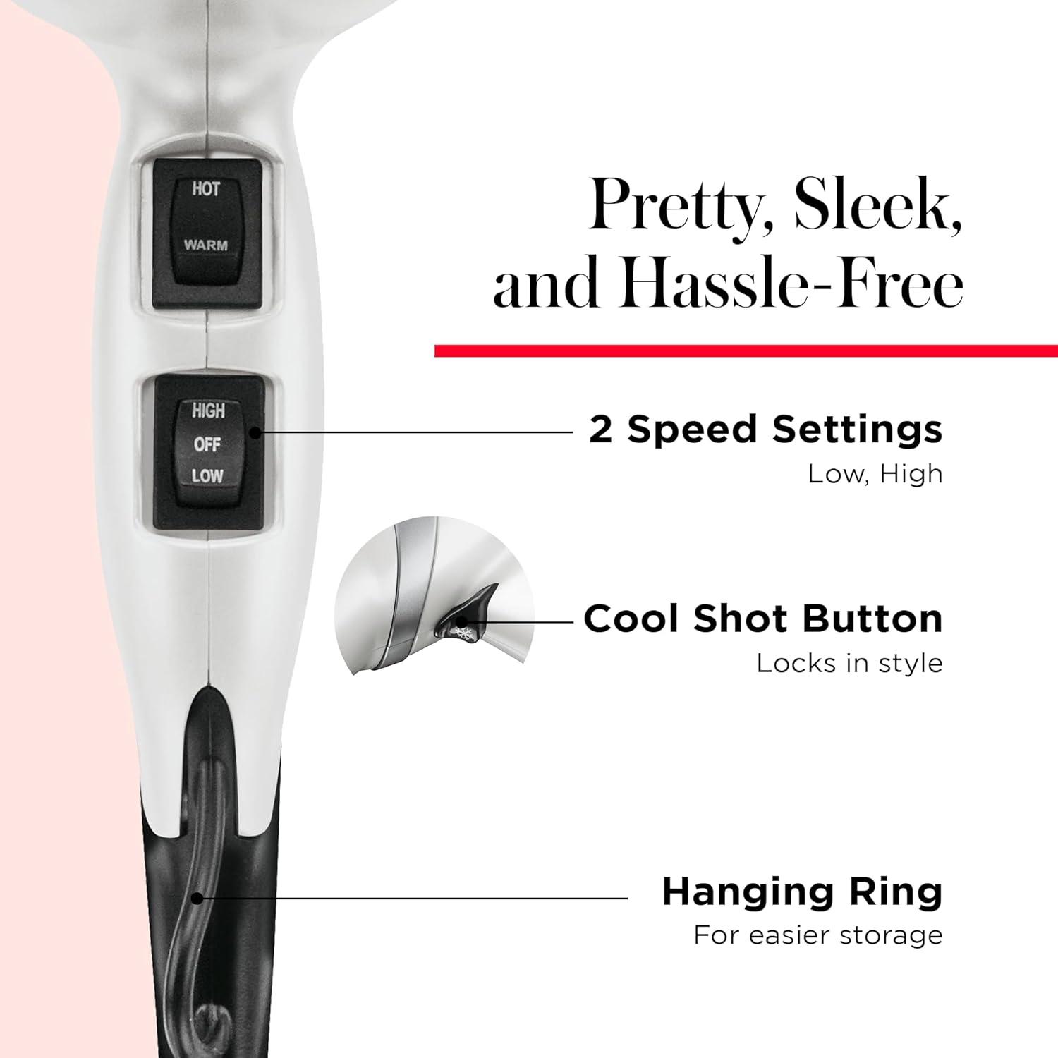 imageREVLON Infrared Hair Dryer with Diffuser ampamp Concentrator Ionic Ceramic Blow Dryer for Frizz Control Shine Soft Hair ampamp Moisture Protection 1875W Professional SalonQuality WhiteWhite