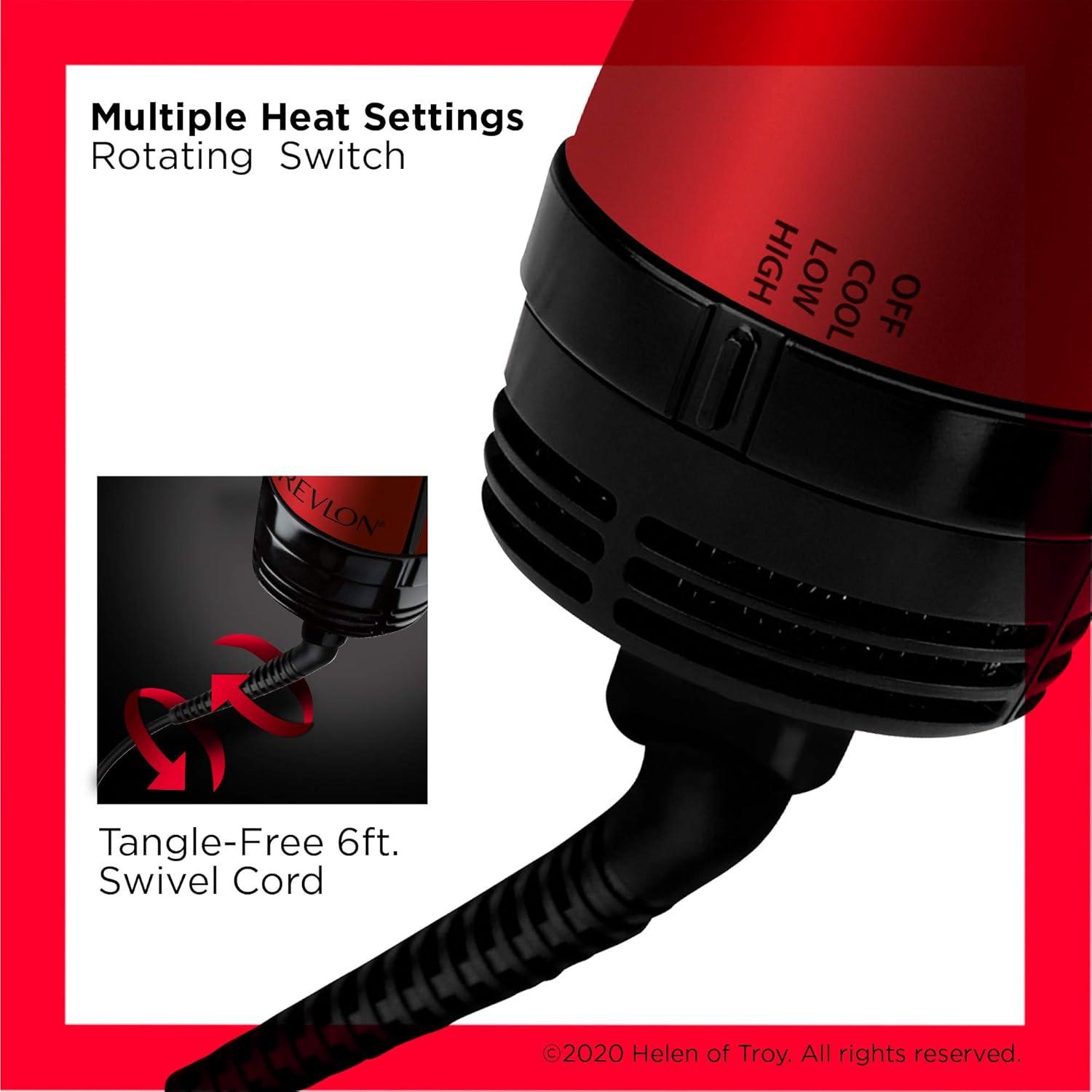 imageREVLON One Step Volumizer PLUS Hair Dryer and Styler More Volume Less Damage and More Styling Control for Easy and Fast SalonStyle Blowouts Plus Travel Friendly BlackRed