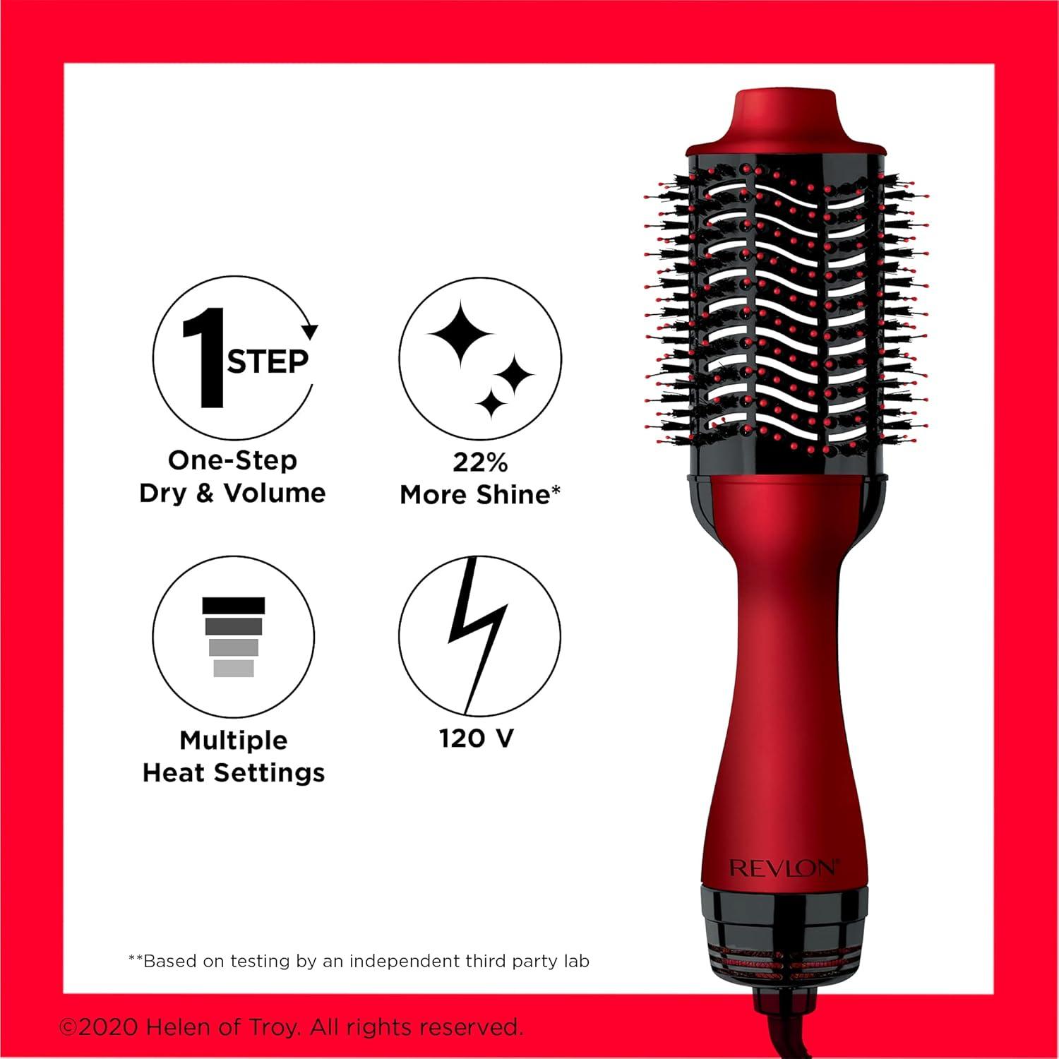 imageREVLON One Step Volumizer PLUS Hair Dryer and Styler More Volume Less Damage and More Styling Control for Easy and Fast SalonStyle Blowouts Plus Travel Friendly BlackRed