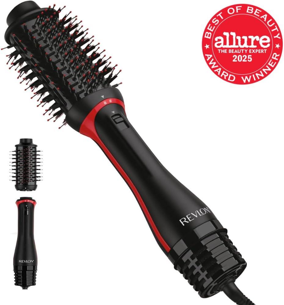 imageREVLON One Step Volumizer PLUS Hair Dryer and Styler More Volume Less Damage and More Styling Control for Easy and Fast SalonStyle Blowouts Plus Travel Friendly BlackBlack Red