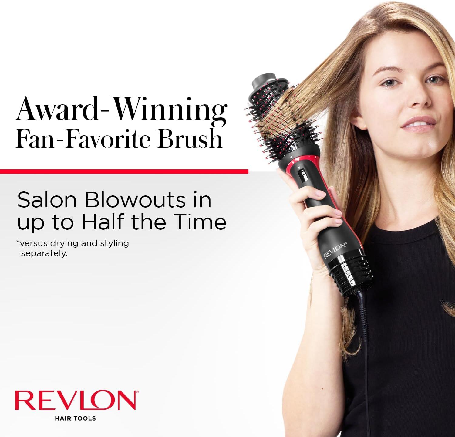 imageREVLON One Step Volumizer PLUS Hair Dryer and Styler More Volume Less Damage and More Styling Control for Easy and Fast SalonStyle Blowouts Plus Travel Friendly BlackBlack Red