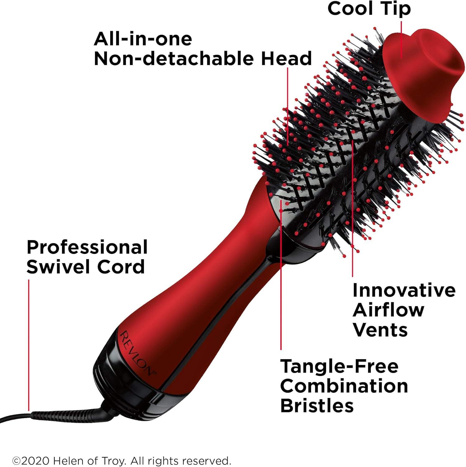 imageREVLON One Step Volumizer PLUS Hair Dryer and Styler More Volume Less Damage and More Styling Control for Easy and Fast SalonStyle Blowouts Plus Travel Friendly BlackRed