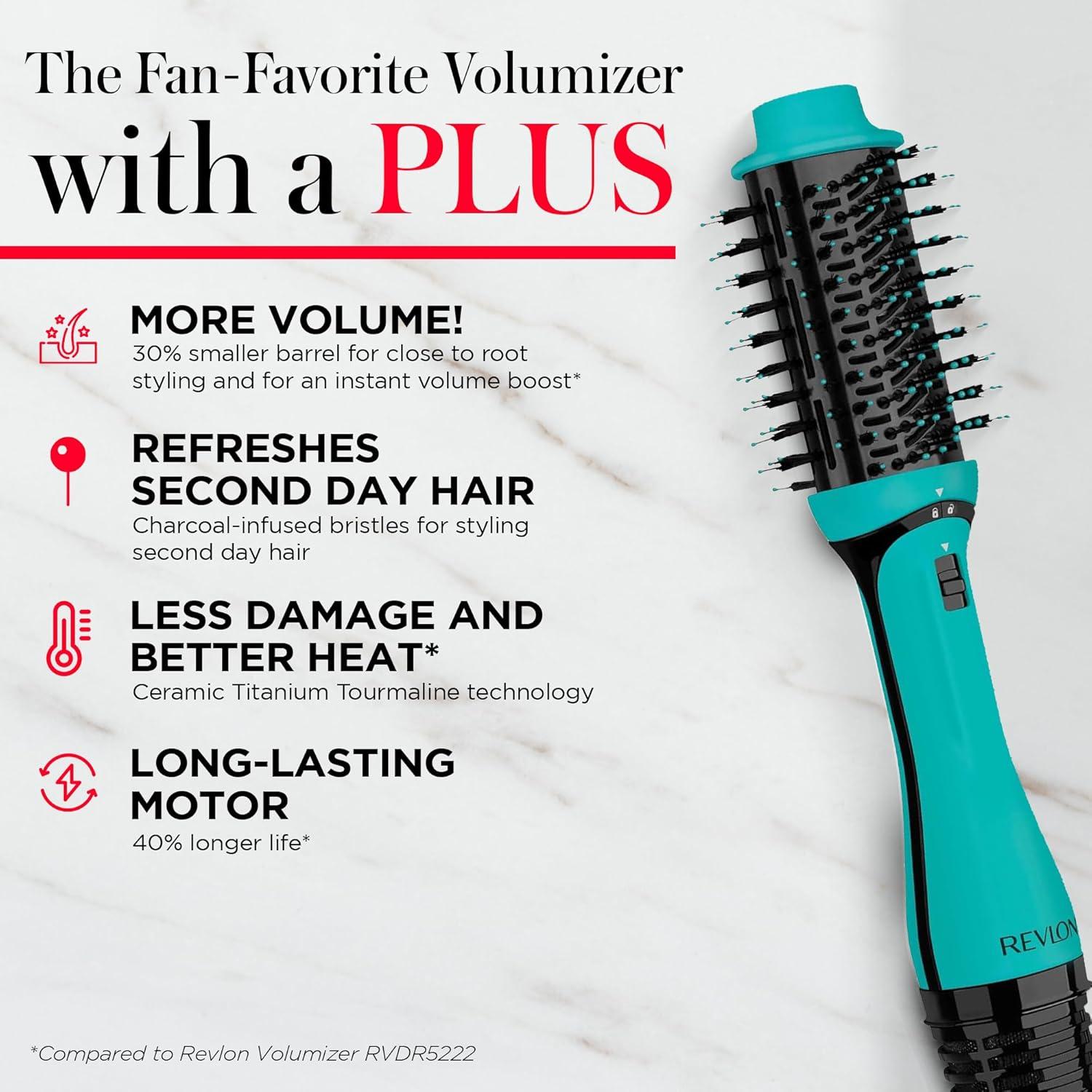 imageREVLON One Step Volumizer PLUS Hair Dryer and Styler More Volume Less Damage and More Styling Control for Easy and Fast SalonStyle Blowouts Plus Travel Friendly BlackTeal