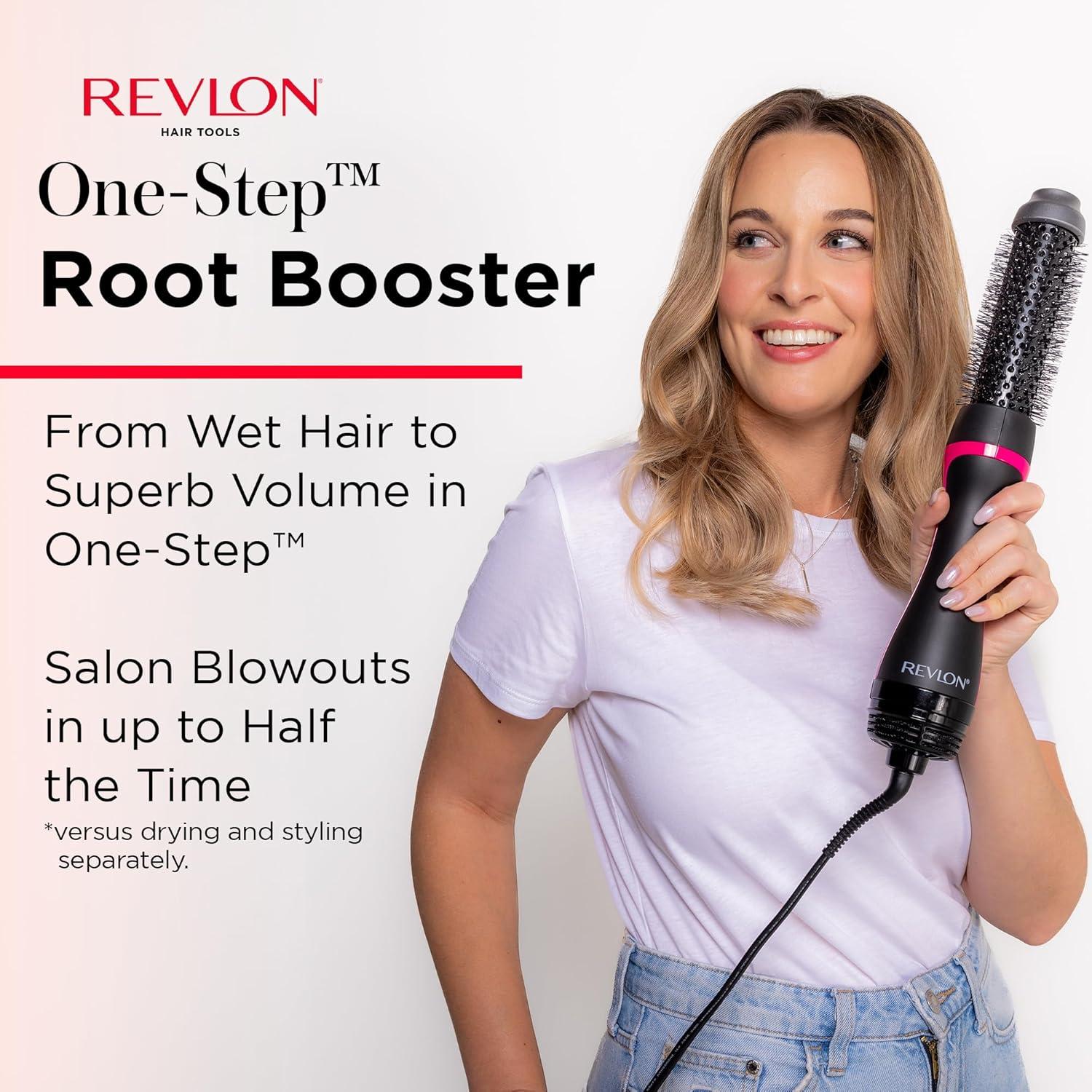 imageREVLON OneStep Hair Dryer and Styler Root Booster Round Brush for Styling Dryer Brush for Fast and Easy SalonQuality Blowout More Shine and Less Frizz 112 in1 Count Pack of 1