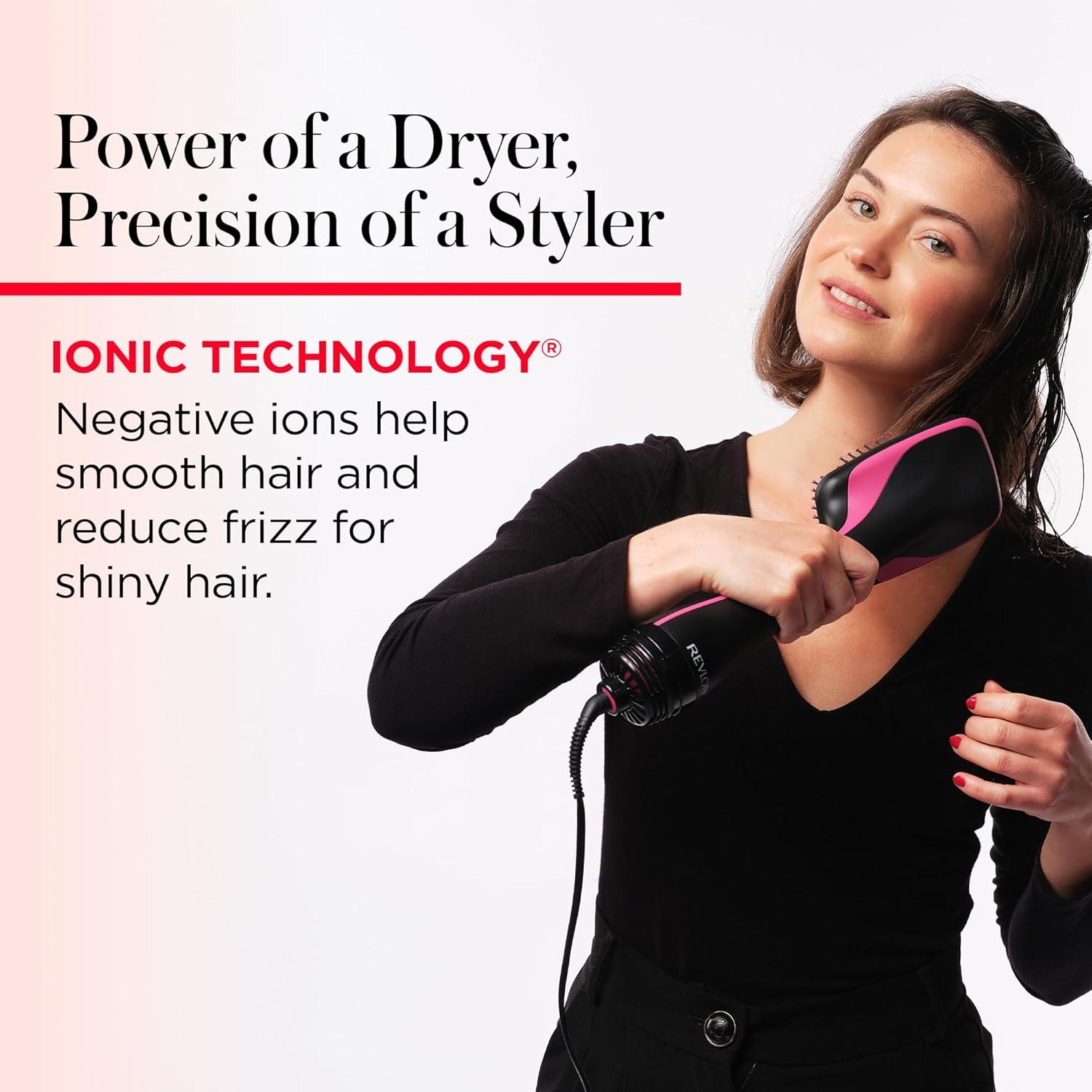imageREVLON OneStep Hair Dryer and Styler AllinOne Detangling and Straightener Brush for SalonQuality Smooth Straight Hair More Shine and Less Frizz BlackBlack